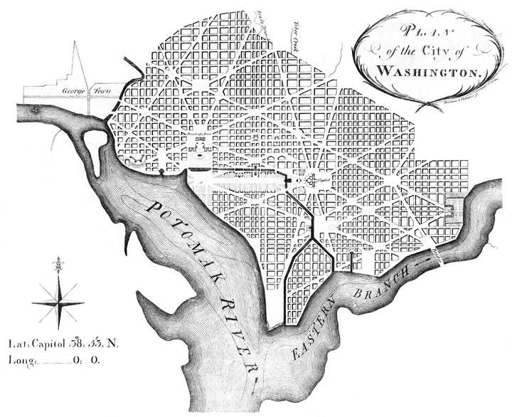 Engraving showing Pierre L'Enfant's plan of Washington, DC, 1992