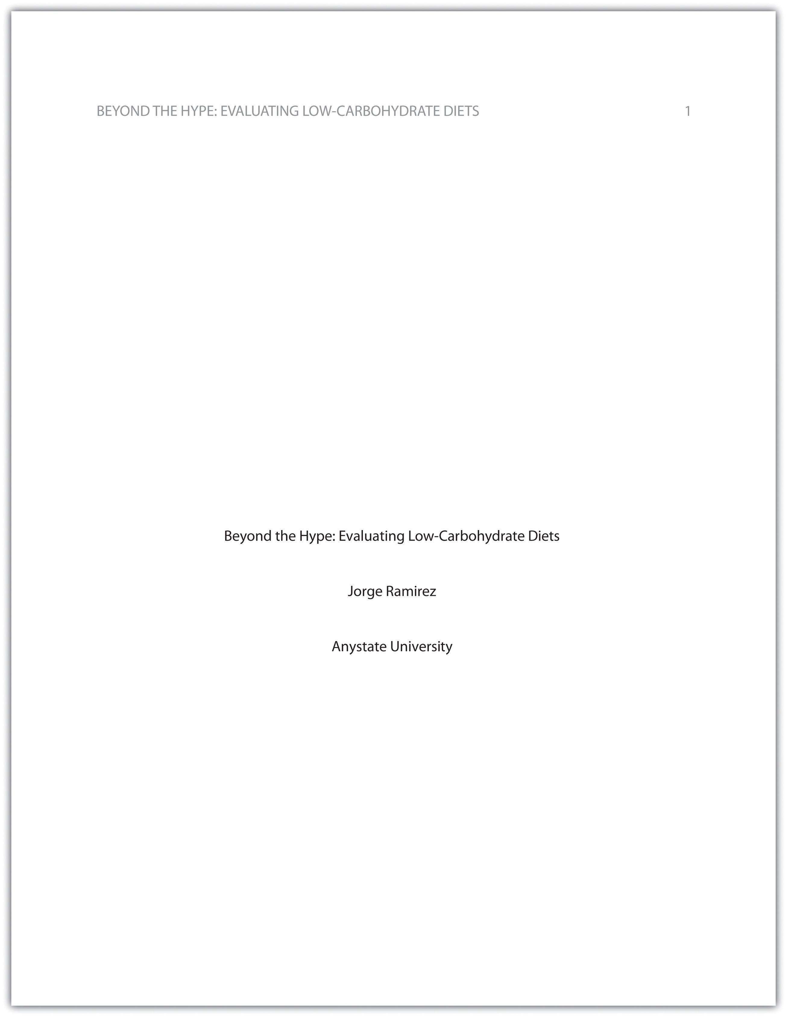 Cover page of term paper apa style