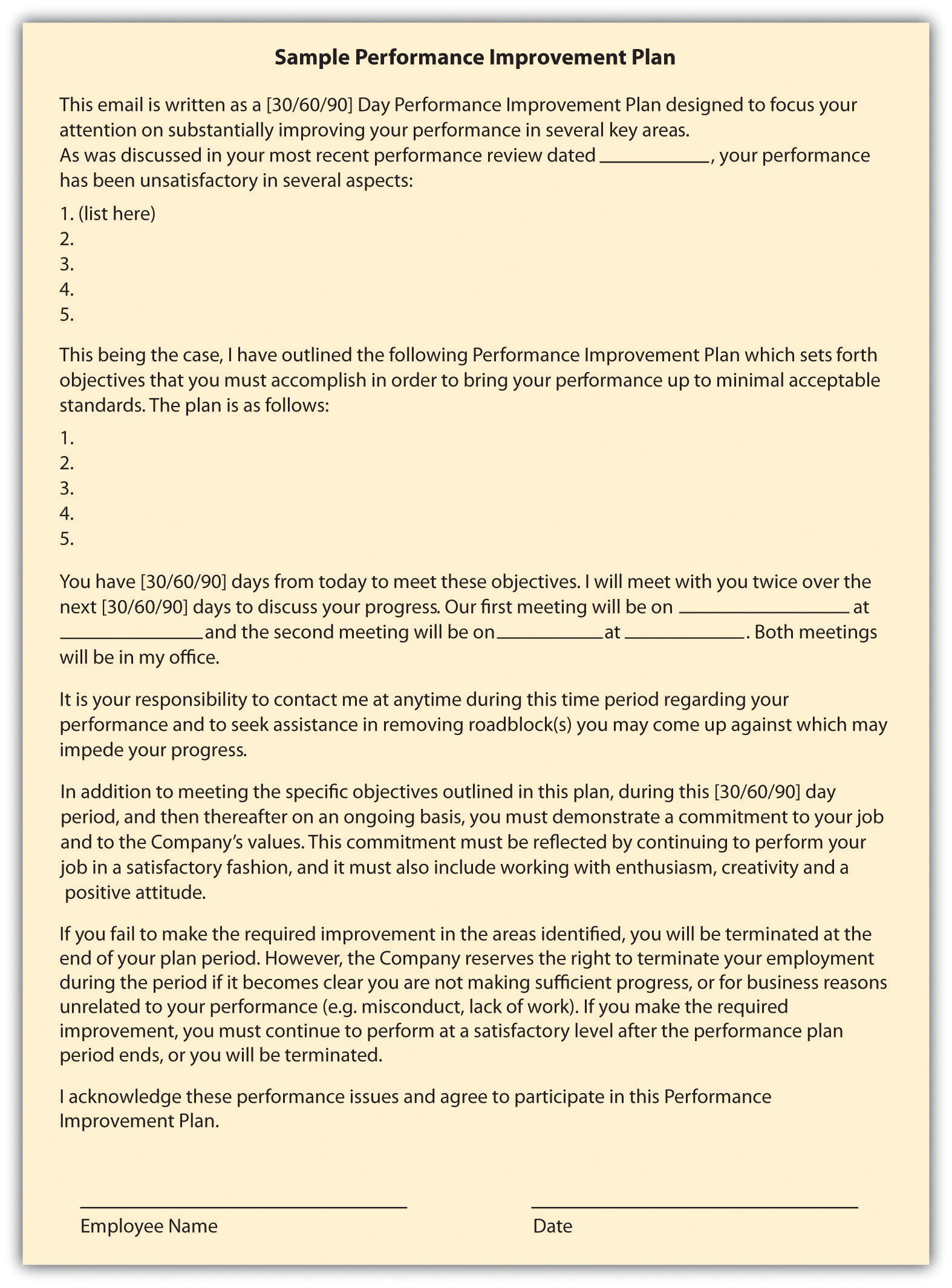 letter for missing work reprimand Performance Handling