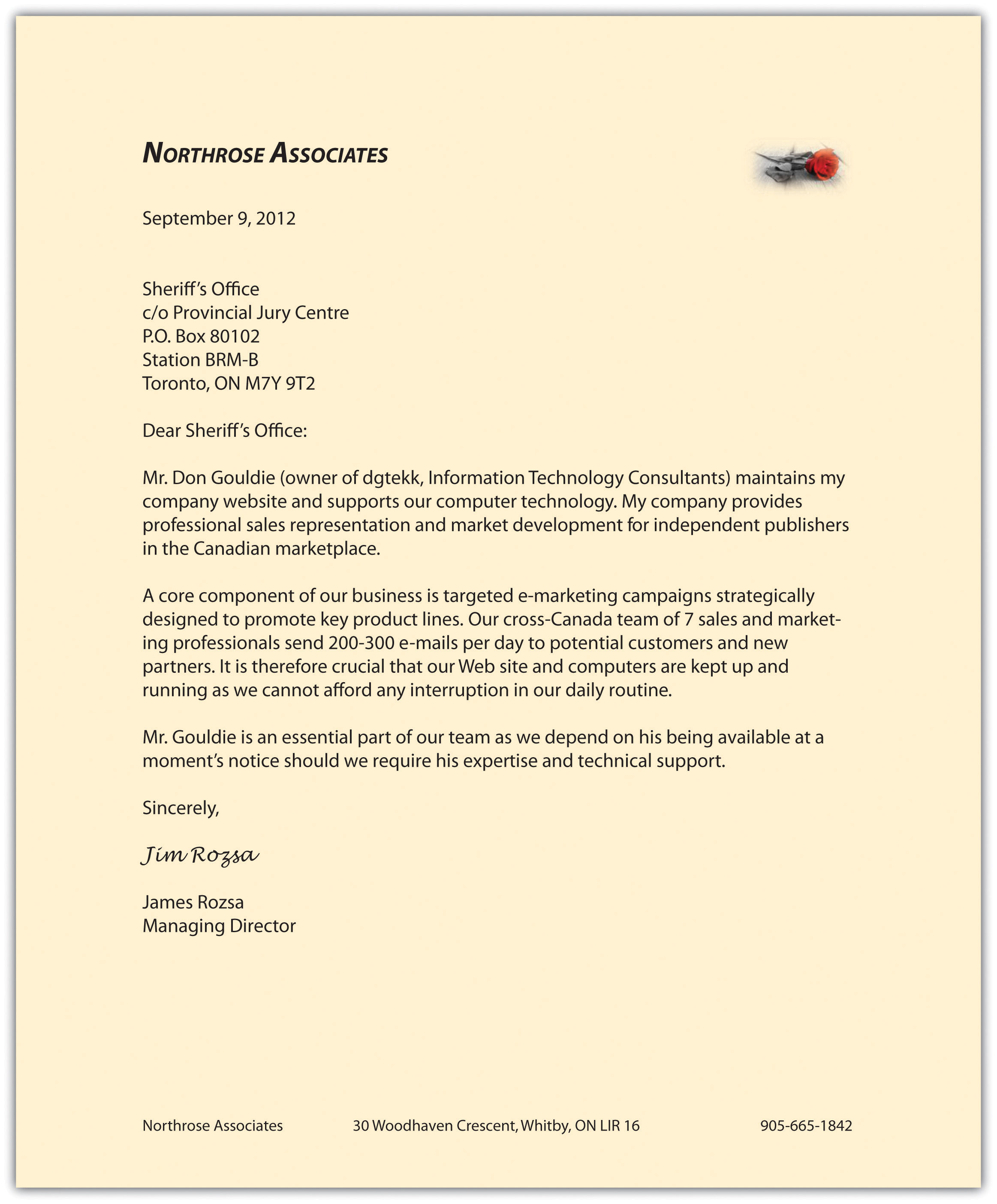 Business Correspondence Letters Examples