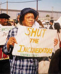 Sign reading, "Shut the incinerators"