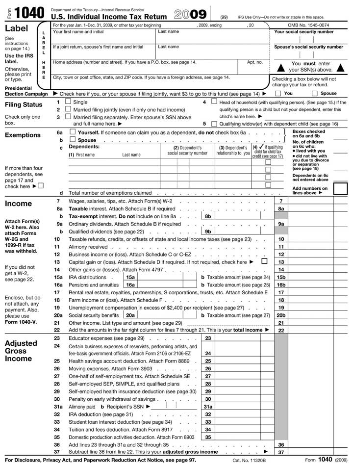 federal income tax form