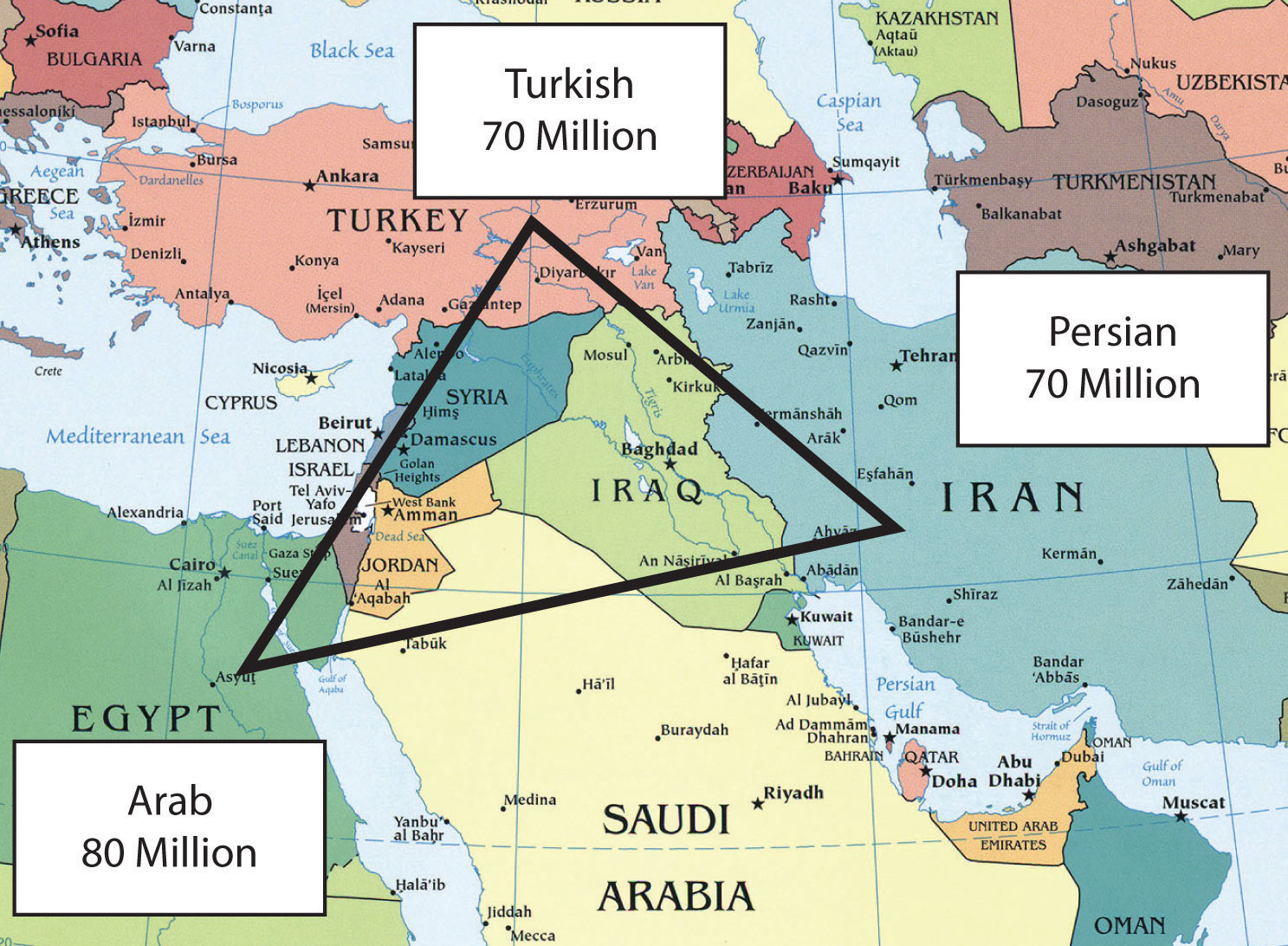 physical map of southwest asia mountains