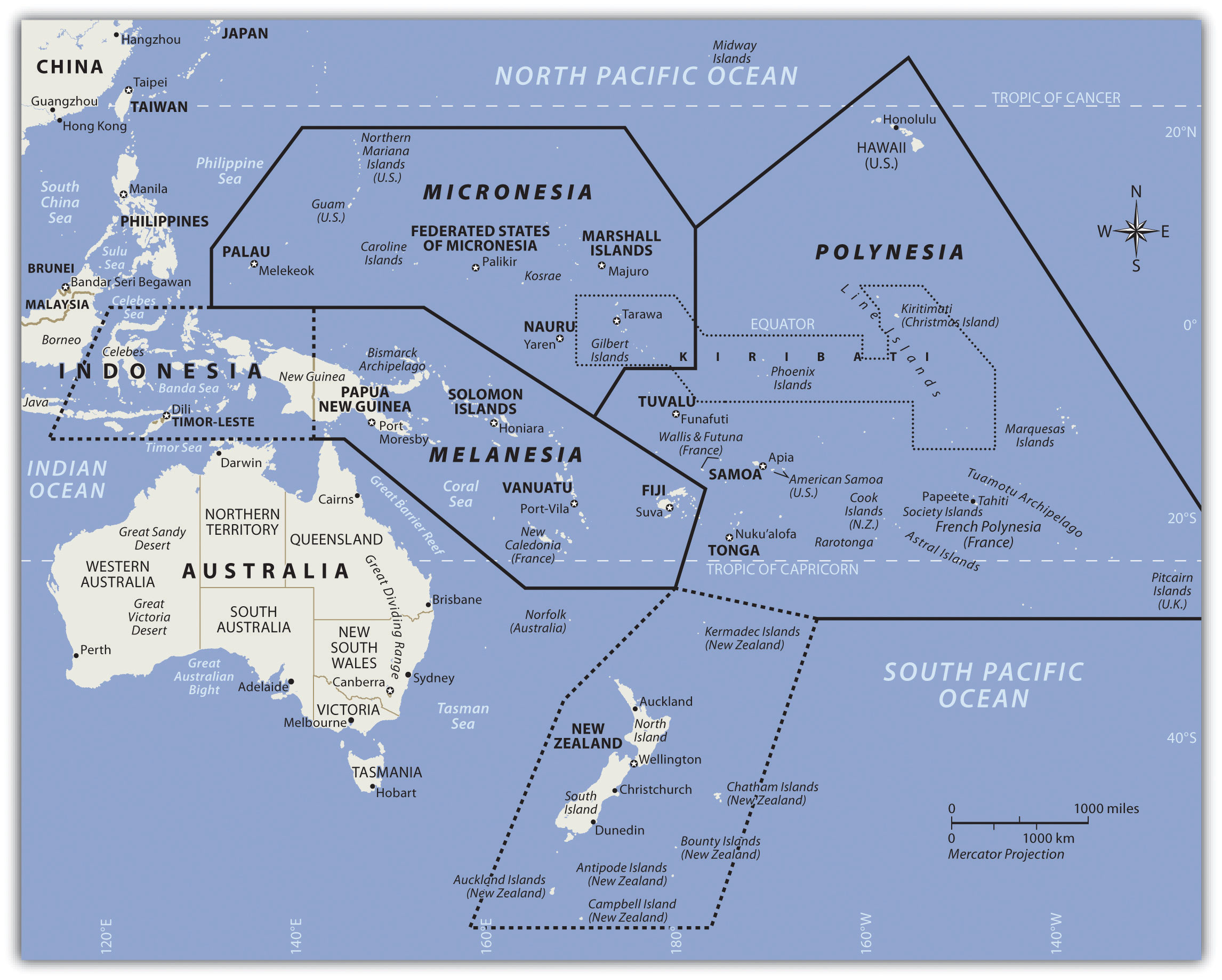 Map of islands in the Southern Pacific, to the east of Australia, Australia's Defining Moments Digital Classroom