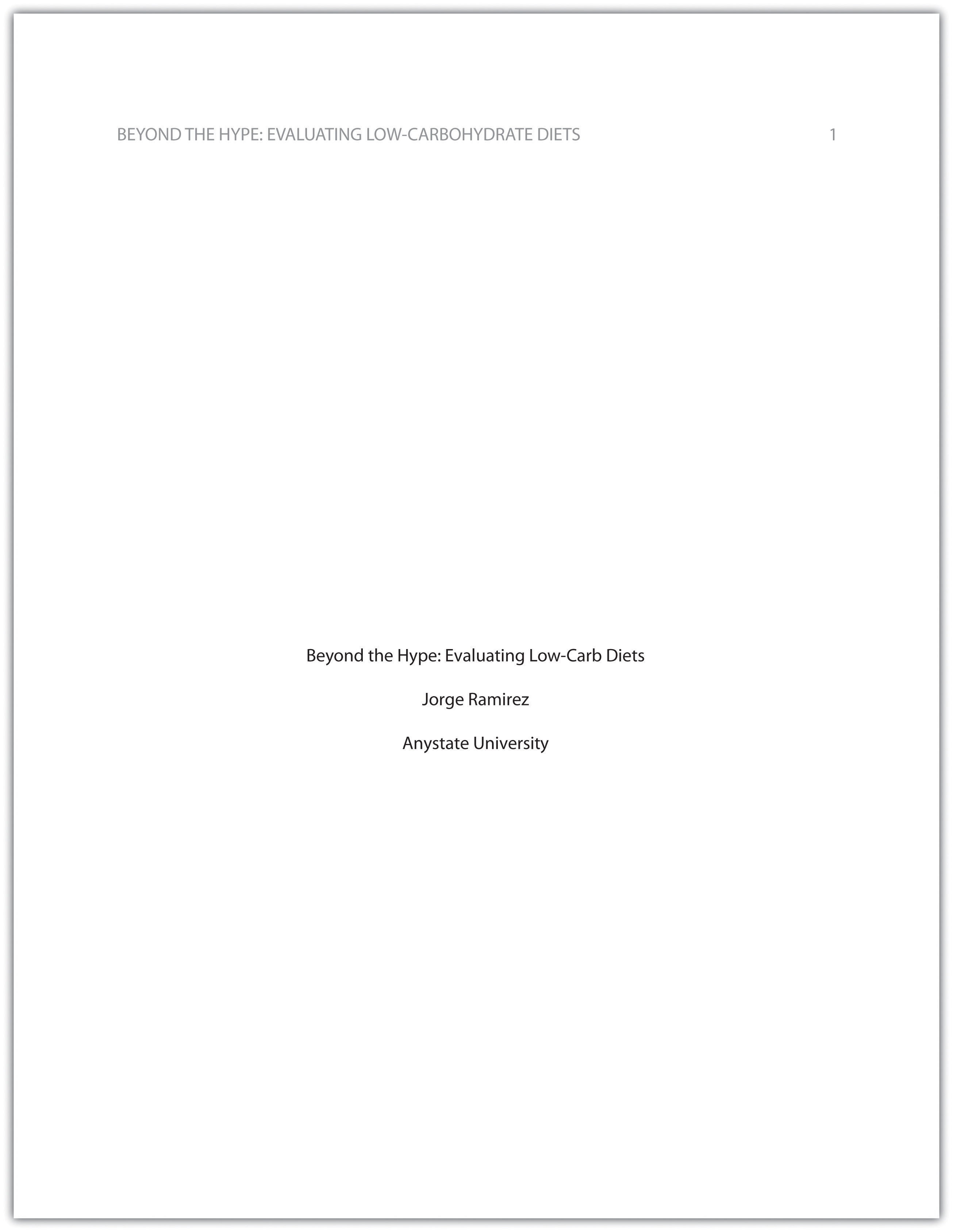 sample title page for term paper