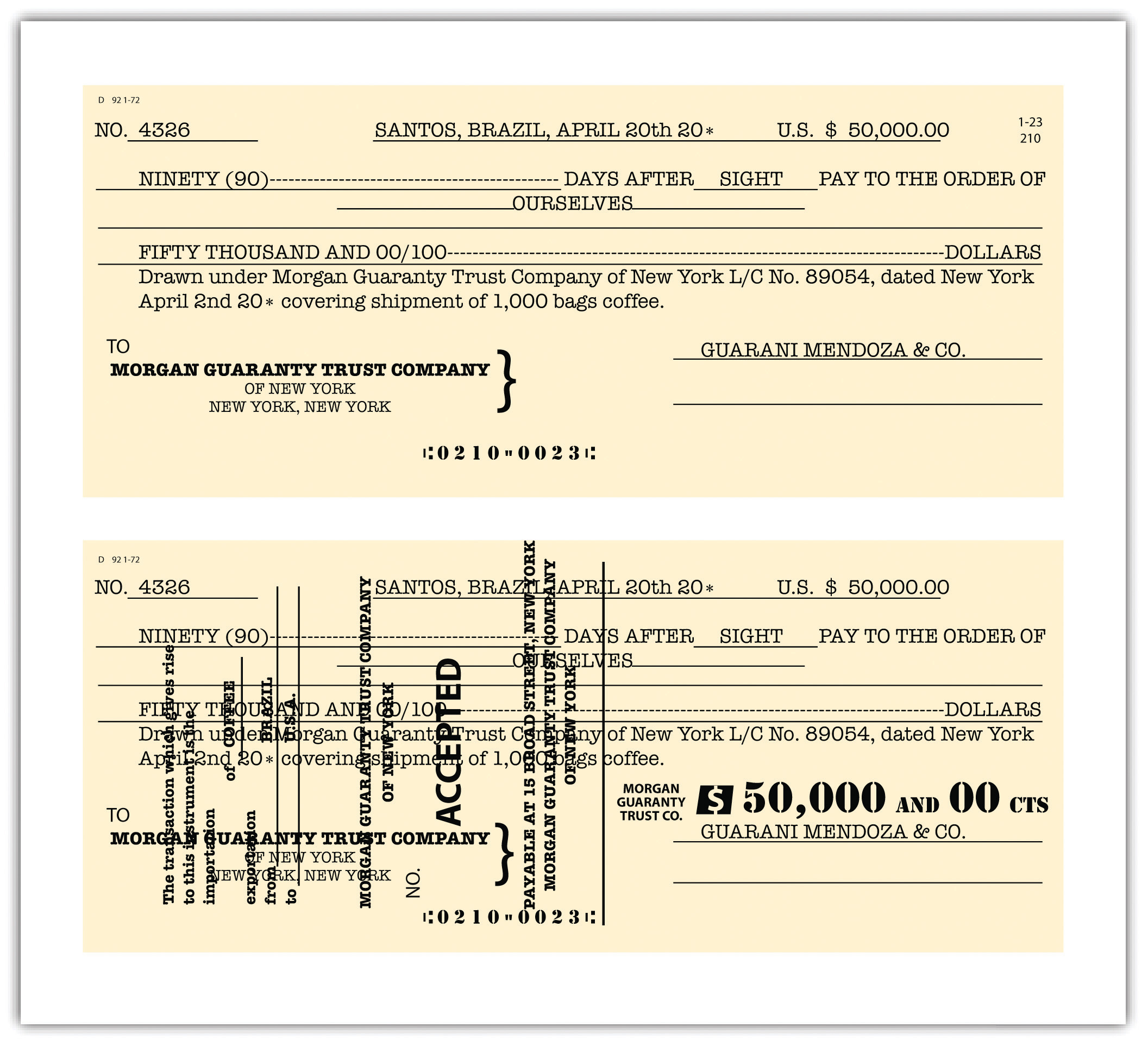 draft bank date and Nature Paper Form of Commercial